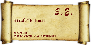Sisák Emil névjegykártya