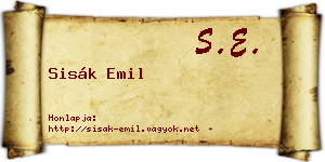 Sisák Emil névjegykártya